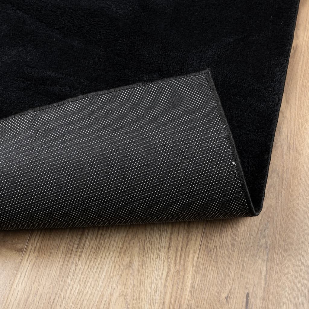 Rug OVIEDO Short Pile Black 120x120 cm