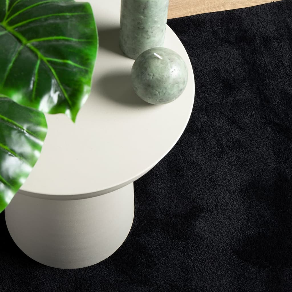 Rug OVIEDO Short Pile Black 120x120 cm