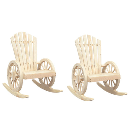 vidaXL Rocking Adirondack Chair Set of 2 Wood Brown Solid Fir Wood