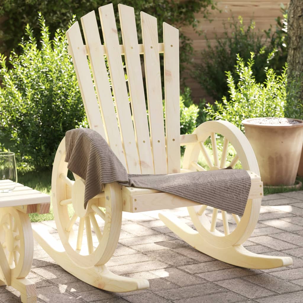 vidaXL Rocking Adirondack Chair Set of 2 Wood Brown Solid Fir Wood