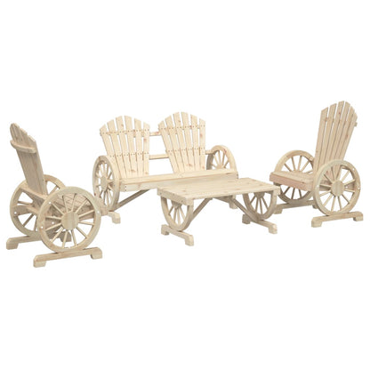 4 Piece Patio Lounge Set Solid Wood Fir