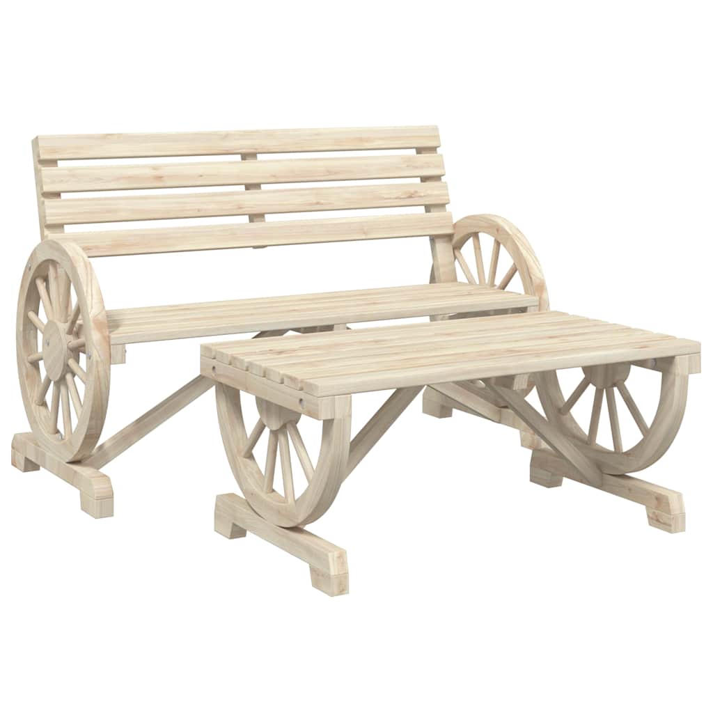 4 Piece Patio Lounge Set Solid Wood Fir
