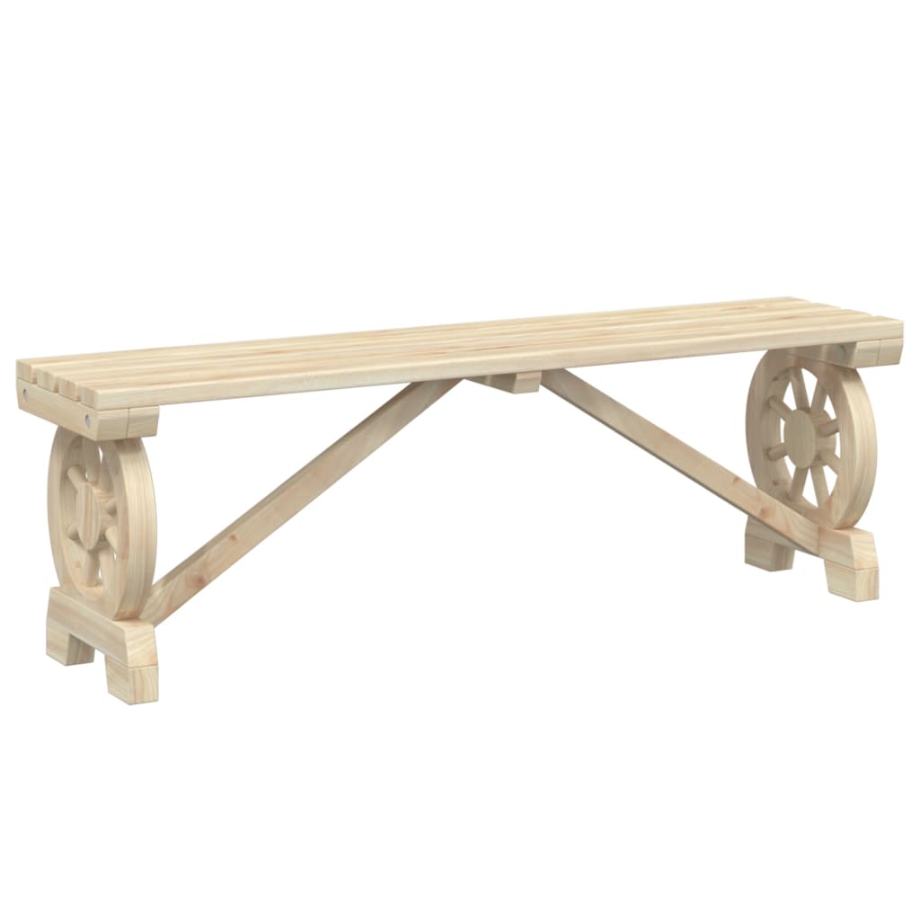 Garden Bench Set of 2 Brown Solid Fir Wood Standard Seats 2