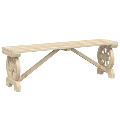 Garden Bench Set of 2 Brown Solid Fir Wood Standard Seats 2