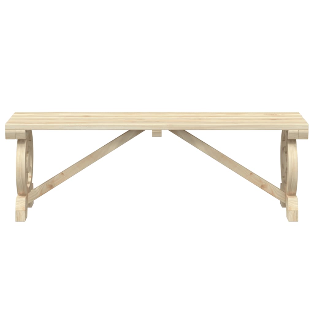 Garden Bench Set of 2 Brown Solid Fir Wood Standard Seats 2