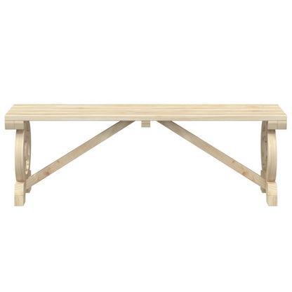 Garden Bench Set of 2 Brown Solid Fir Wood Standard Seats 2