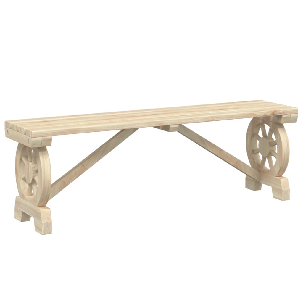 Garden Bench Set of 2 Brown Solid Fir Wood Standard Seats 2