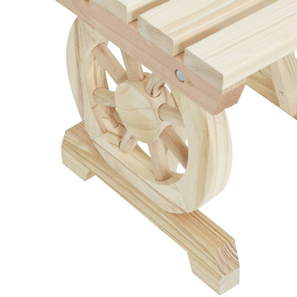 Garden Bench Set of 2 Brown Solid Fir Wood Standard Seats 2
