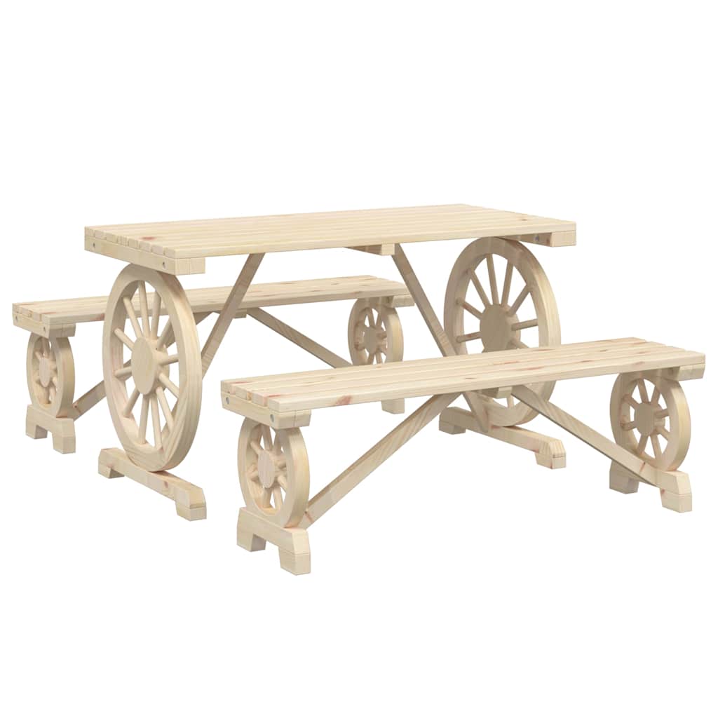 Garden Dining Set | Natural wood | Solid fir wood | Medium | Durable