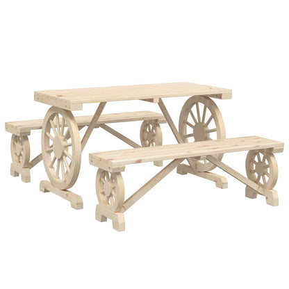 Garden Dining Set | Natural wood | Solid fir wood | Medium | Durable