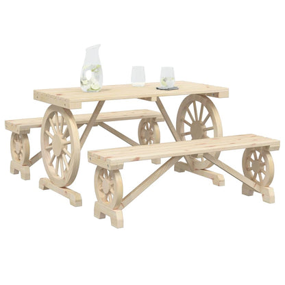 Garden Dining Set | Natural wood | Solid fir wood | Medium | Durable