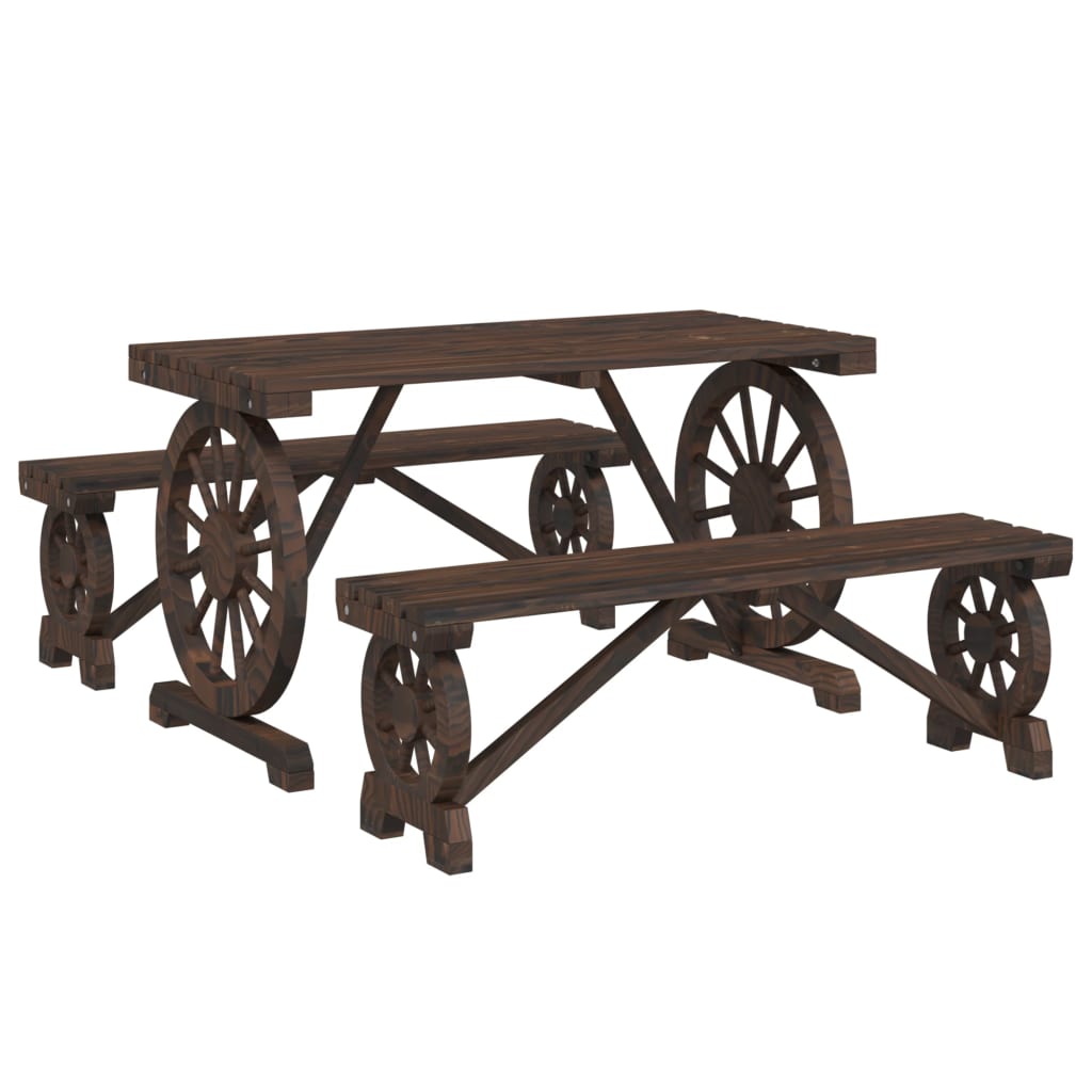 Garden Dining Set | Burnt Wood | Solid Fir Wood | Medium | Durable
