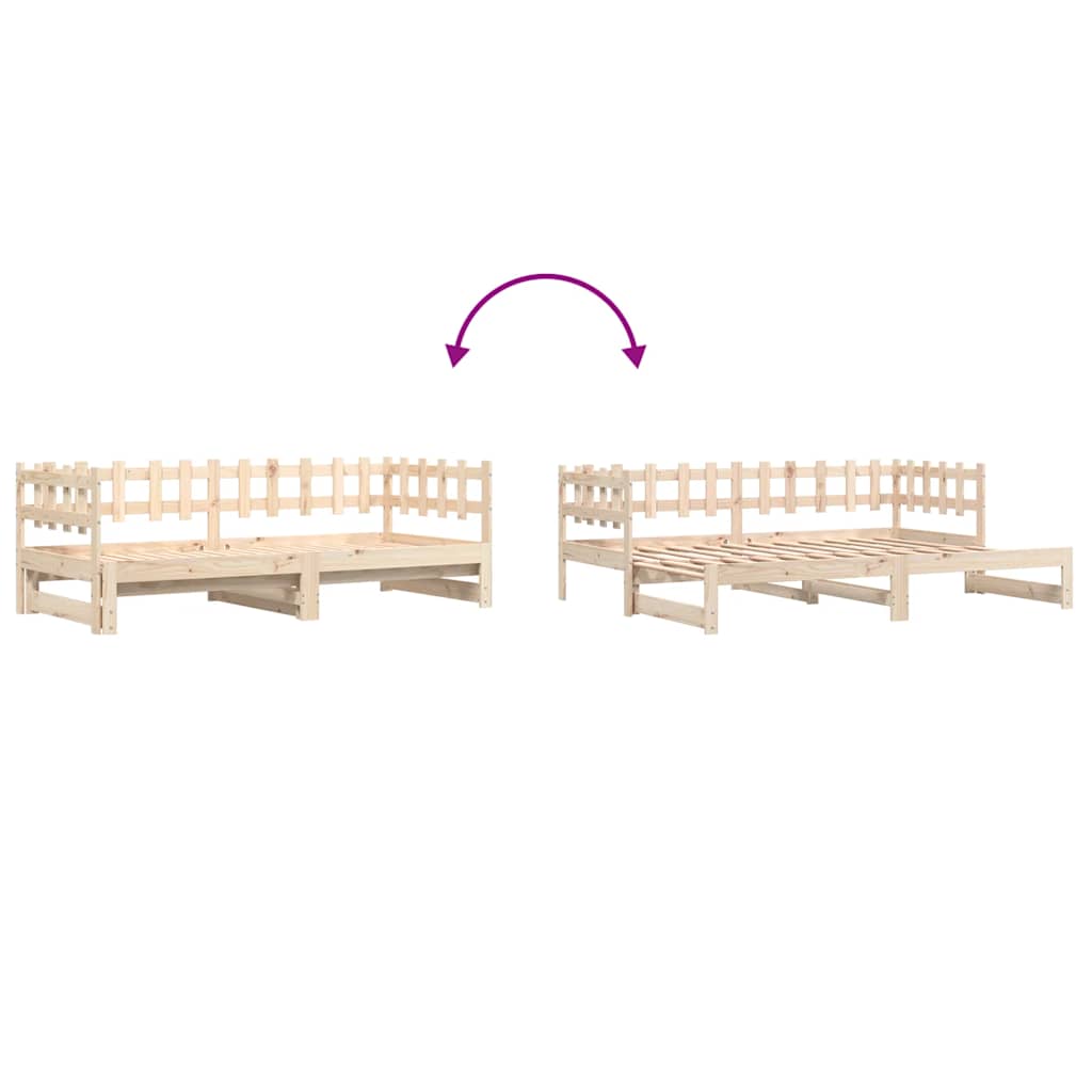 Pull-out Day Bed without Mattress  2x(90x200) cm Solid Wood