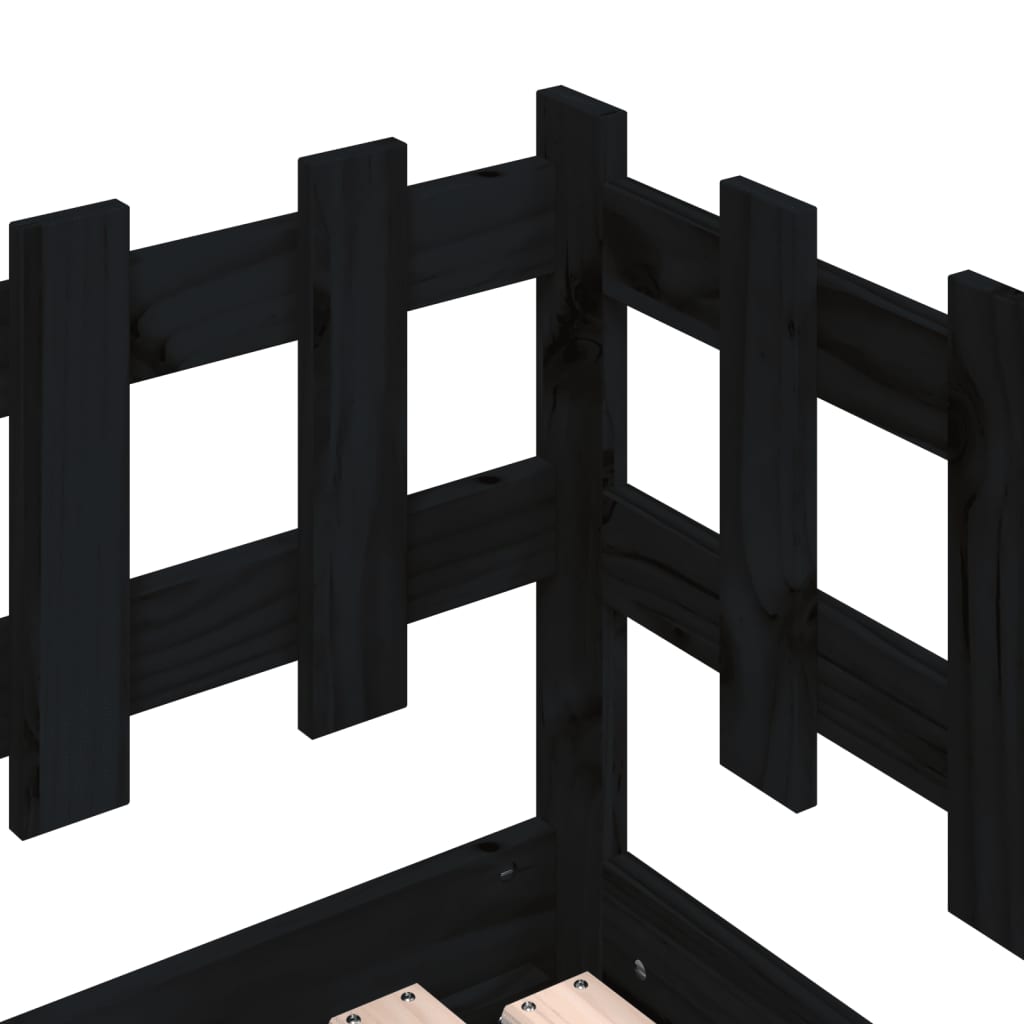 Pull-out Day Bed without Mattress Black 2x(90x200) cm Solid Wood