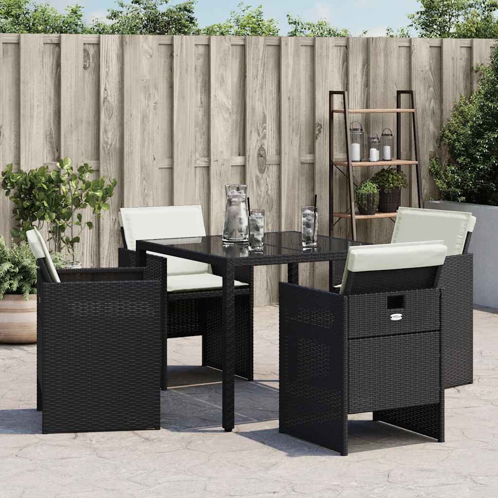 Garden Chair Set of 4 Black PE rattan Standard Foldable