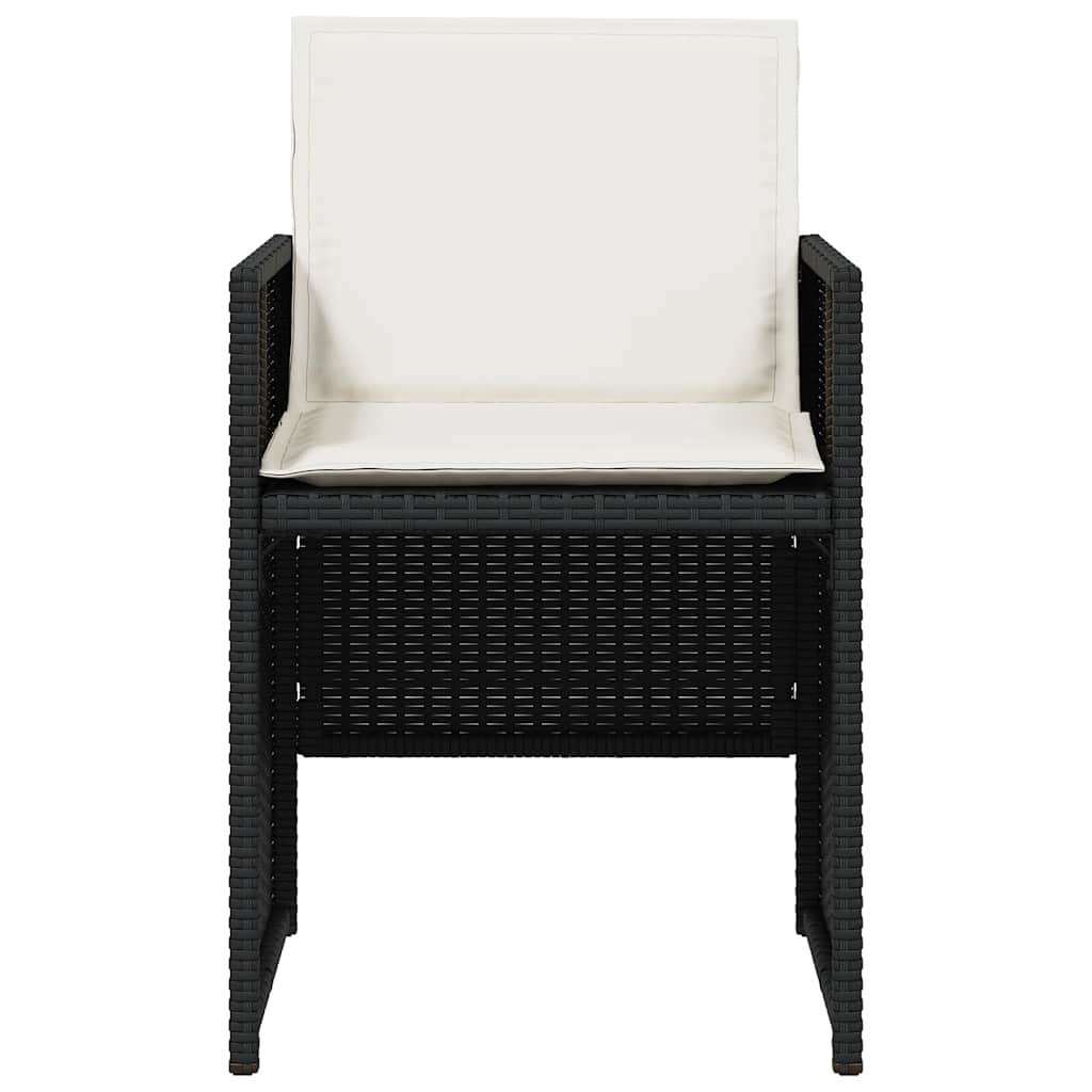 Garden Chair Set of 4 Black PE rattan Standard Foldable