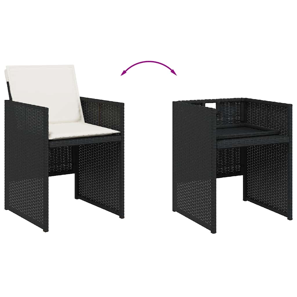 Garden Chair Set of 4 Black PE rattan Standard Foldable