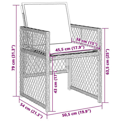 Garden Chairs with Cushions 4 pcs Black Poly Rattan