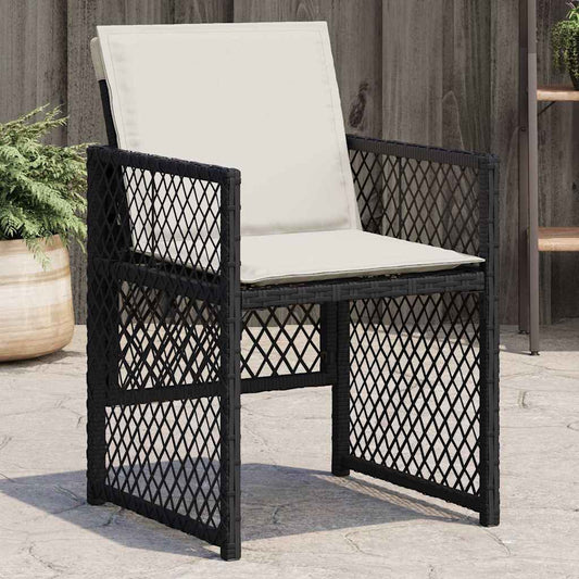 Garden Chairs with Cushions 4 pcs Black Poly Rattan