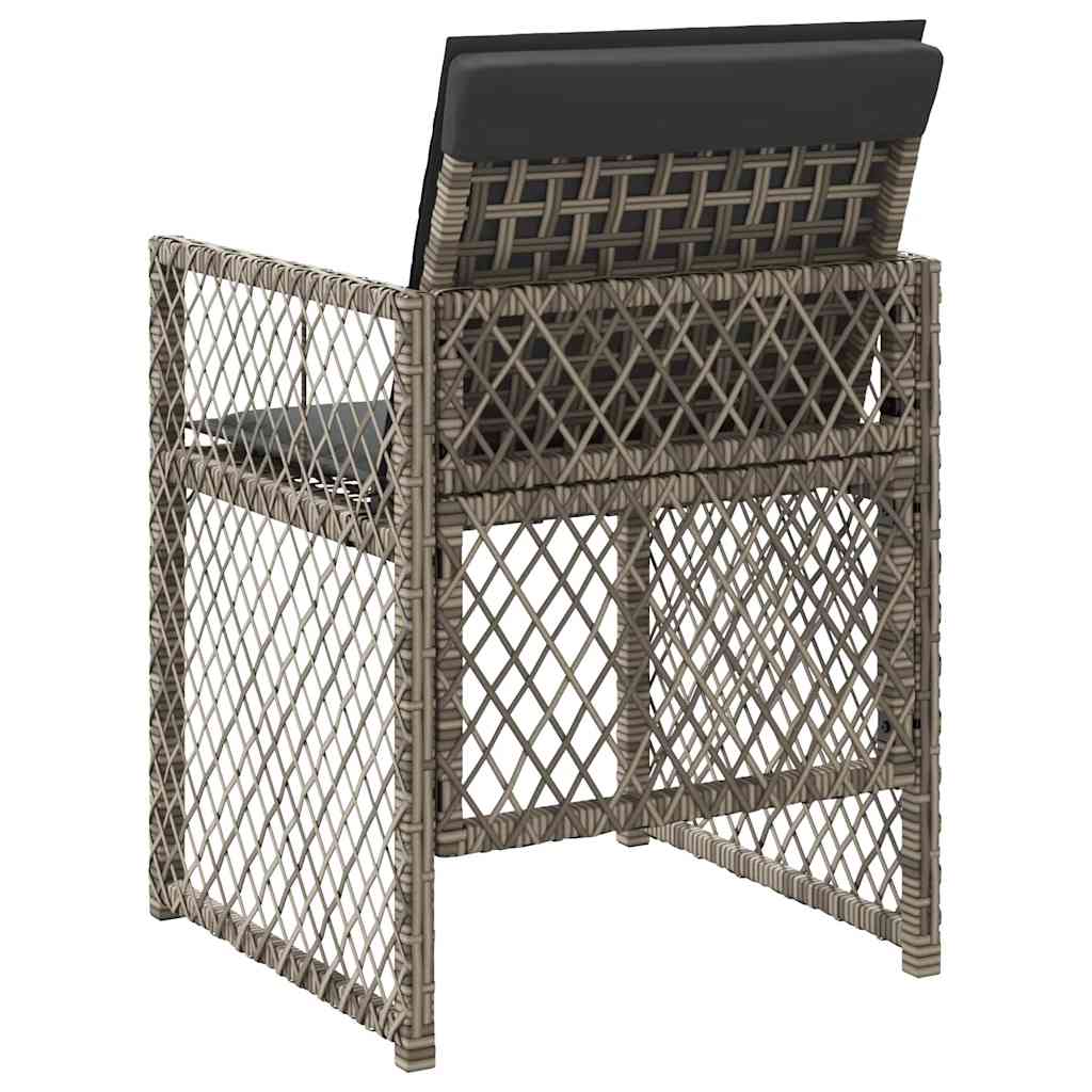Garden Chairs with Cushions 4 pcs Grey Poly Rattan