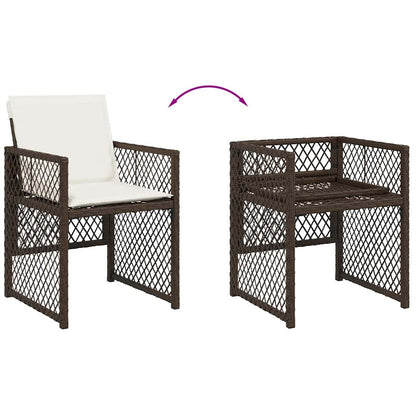 Garden Chairs with Cushions 4 pcs Brown Poly Rattan