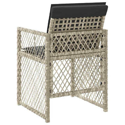 Garden Chairs with Cushions 4 pcs Light Grey Poly Rattan