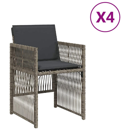 Garden Chairs with Cushions 4 pcs Grey Poly Rattan