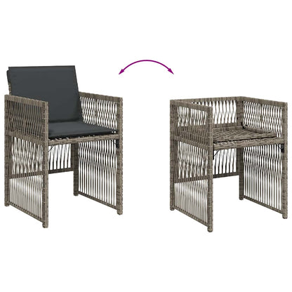 Garden Chairs with Cushions 4 pcs Grey Poly Rattan