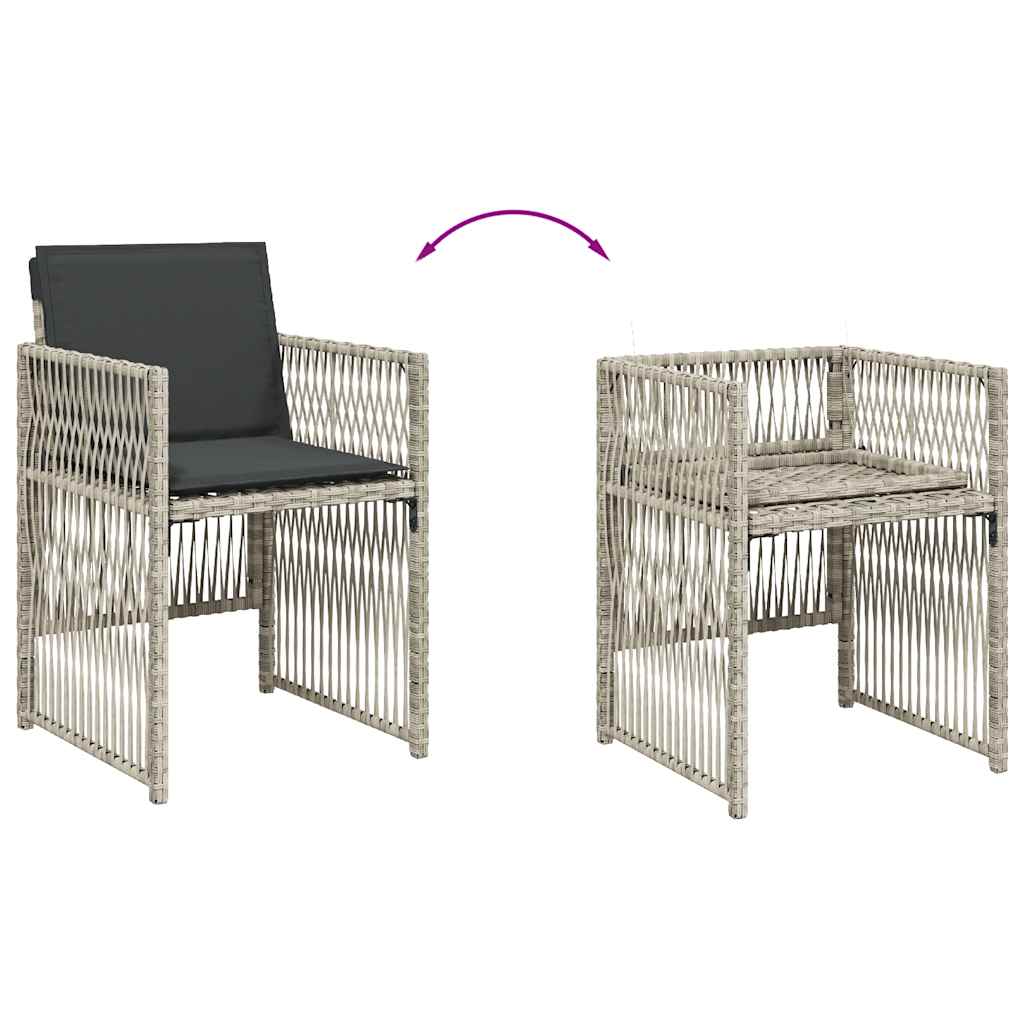 Garden Chairs with Cushions 4 pcs Light Grey Poly Rattan