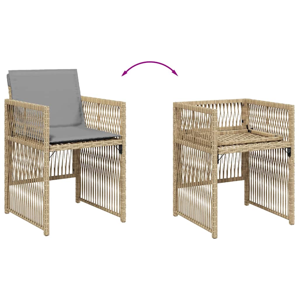 Garden Chairs with Cushions 4 pcs Mix Beige Poly Rattan