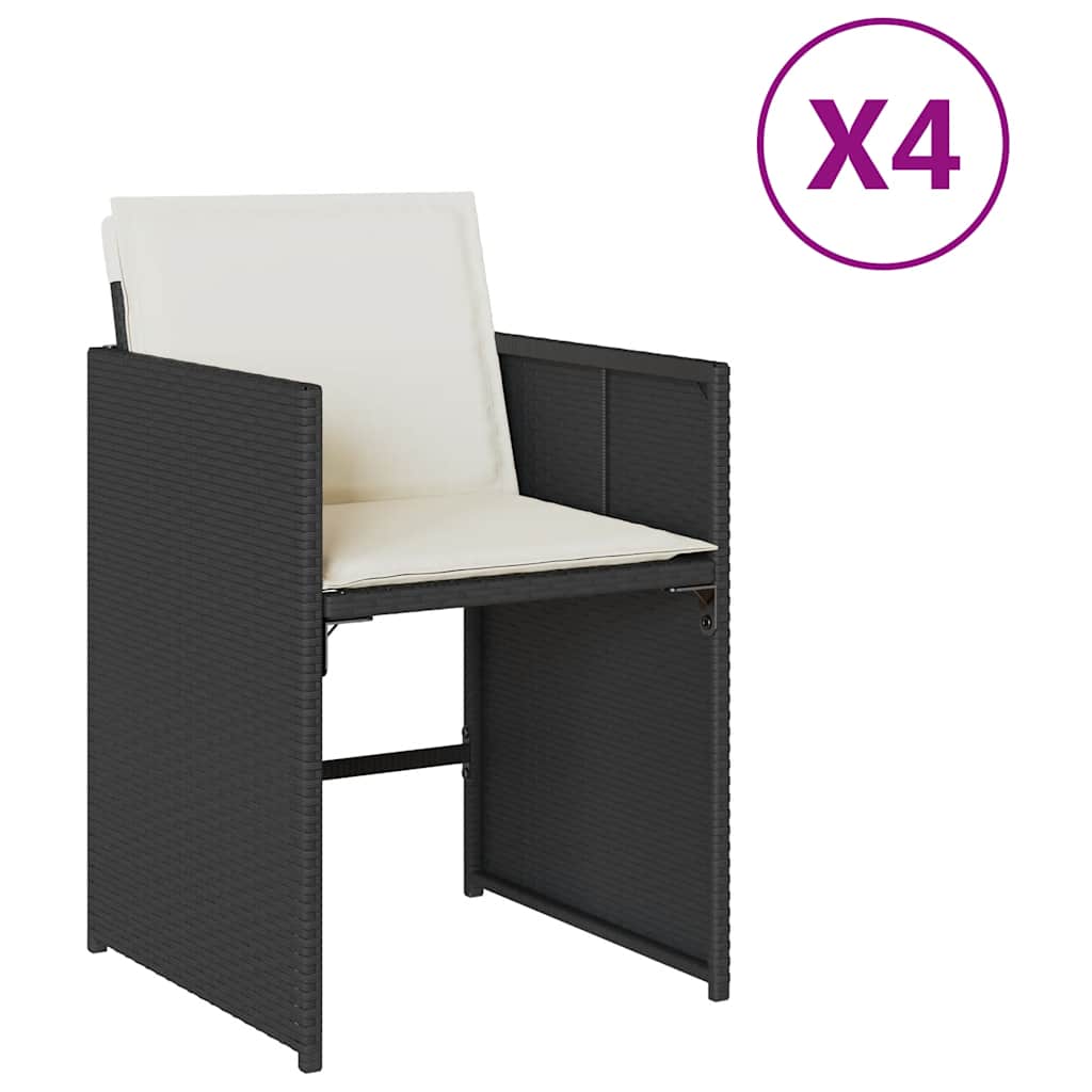 Garden Chair Set of 4 Black chair with cream white cushions