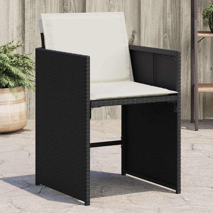 Garden Chair Set of 4 Black chair with cream white cushions