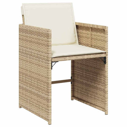 Garden Chairs with Cushions 4 pcs Beige Poly Rattan