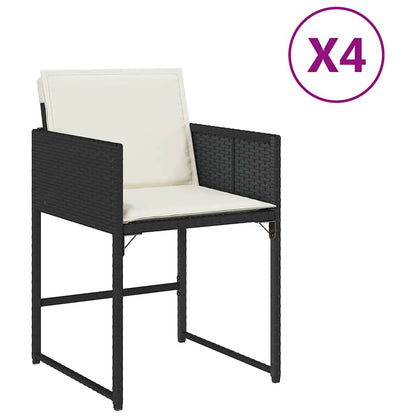 Garden Chair Set of 4 Black PE rattan, powder-coated steel Medium