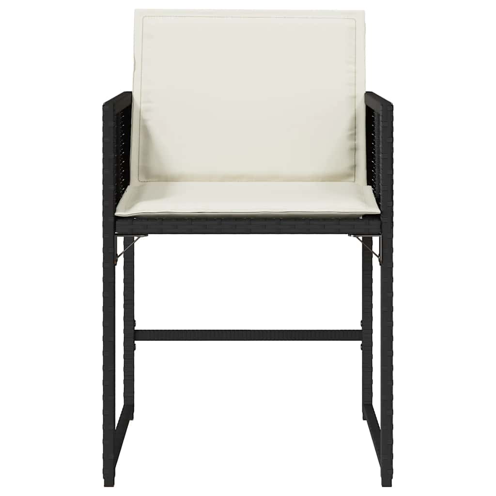 Garden Chair Set of 4 Black PE rattan, powder-coated steel Medium
