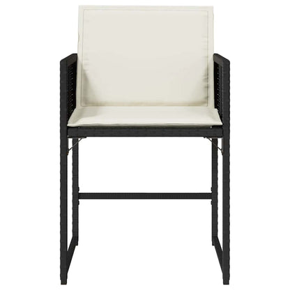 Garden Chair Set of 4 Black PE rattan, powder-coated steel Medium