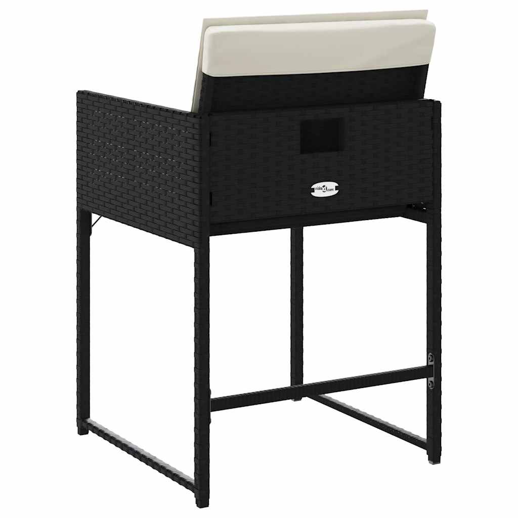 Garden Chair Set of 4 Black PE rattan, powder-coated steel Medium