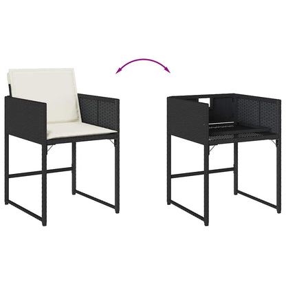 Garden Chair Set of 4 Black PE rattan, powder-coated steel Medium