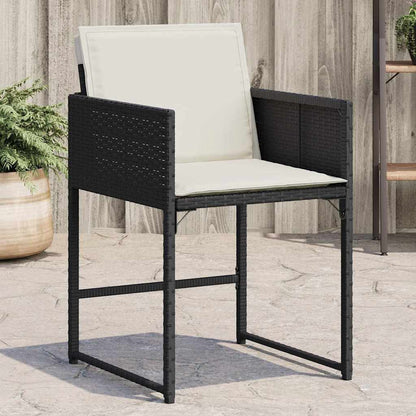 Garden Chair Set of 4 Black PE rattan, powder-coated steel Medium