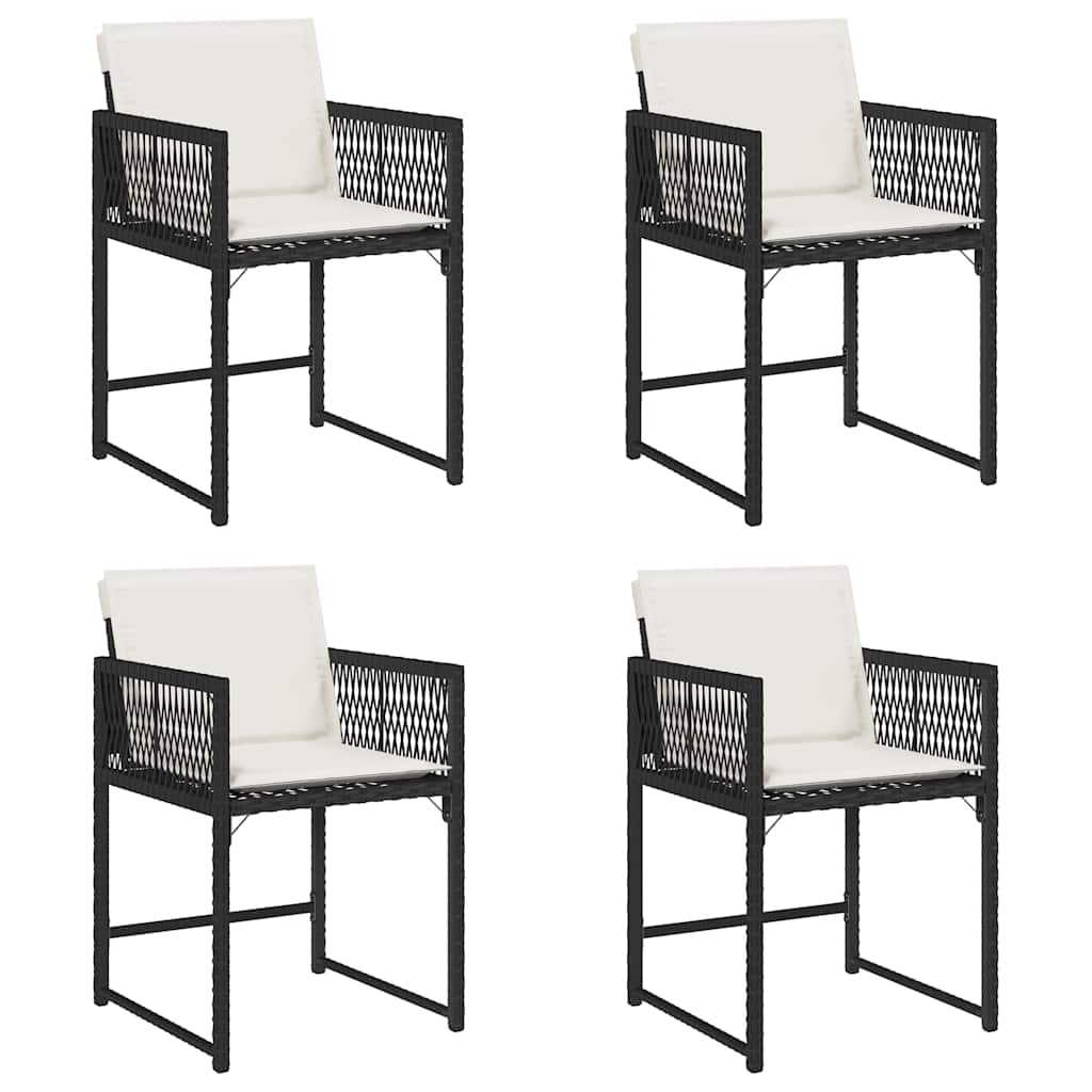 Garden Chair Set of 4 Black, Cream PE rattan