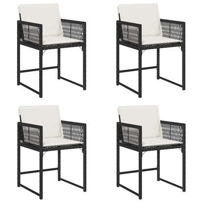 Garden Chair Set of 4 Black, Cream PE rattan