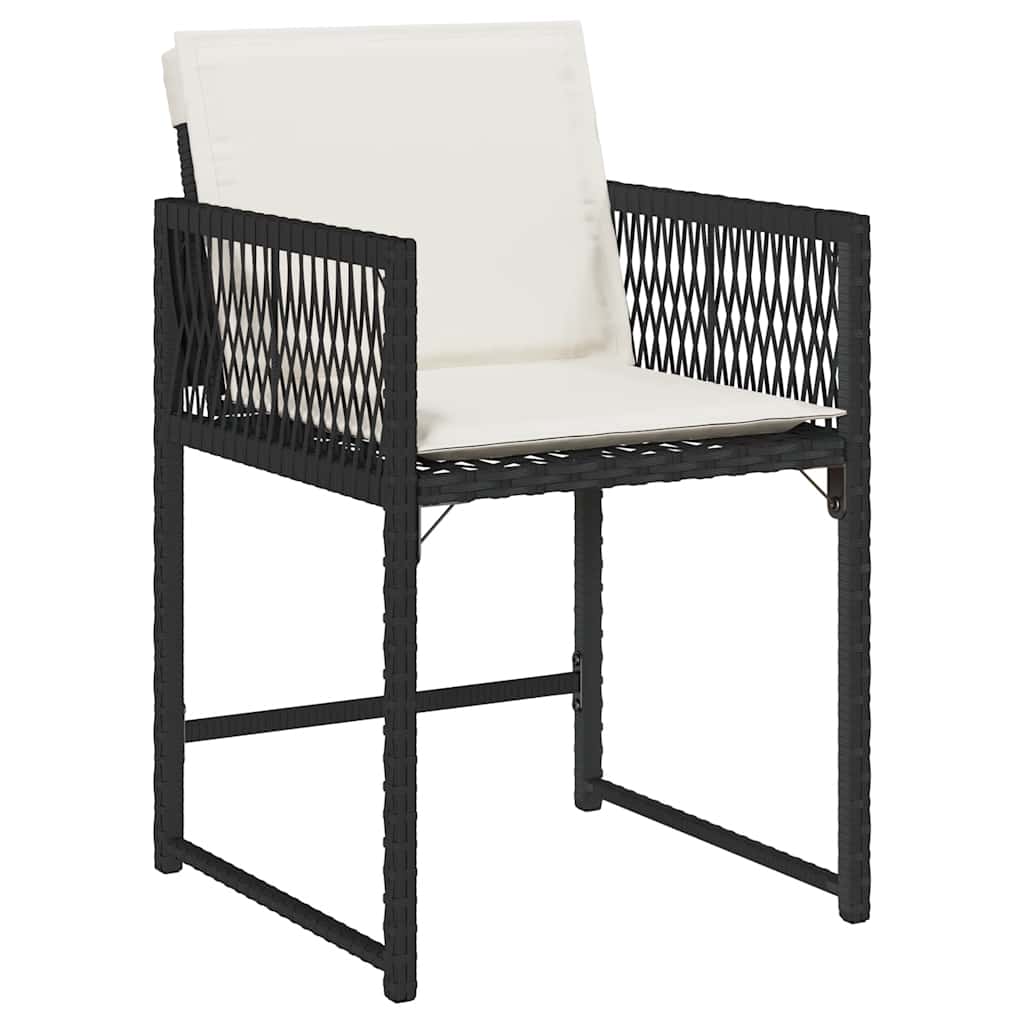 Garden Chair Set of 4 Black, Cream PE rattan