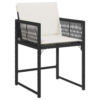 Garden Chair Set of 4 Black, Cream PE rattan