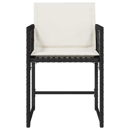 Garden Chair Set of 4 Black, Cream PE rattan