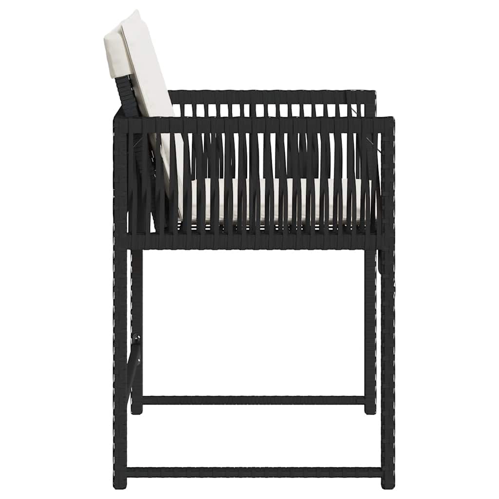 Garden Chair Set of 4 Black, Cream PE rattan