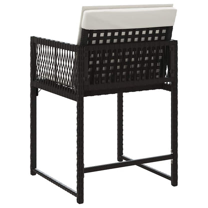 Garden Chair Set of 4 Black, Cream PE rattan