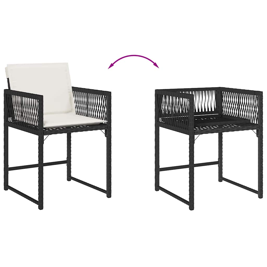 Garden Chair Set of 4 Black, Cream PE rattan
