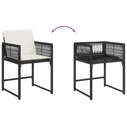 Garden Chair Set of 4 Black, Cream PE rattan