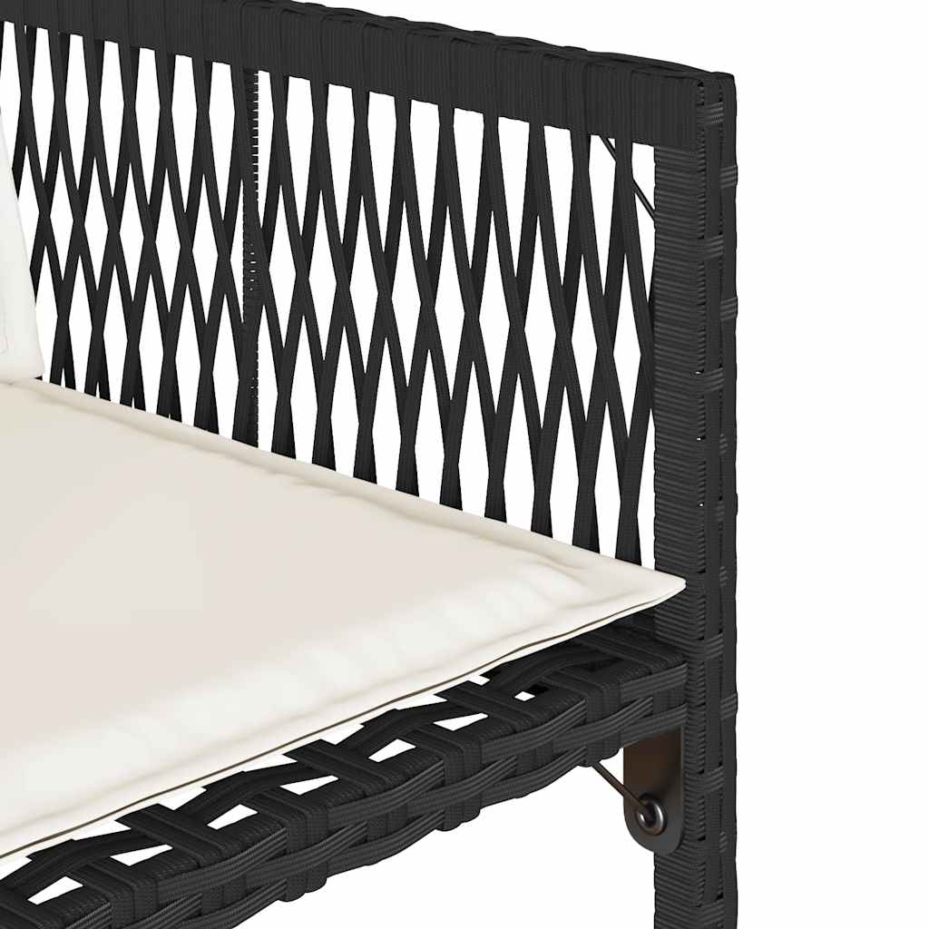 Garden Chair Set of 4 Black, Cream PE rattan