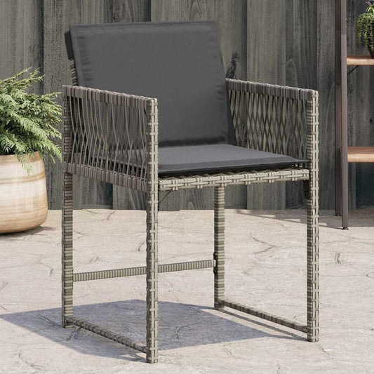 Garden Chairs with Cushions 4 pcs Grey Poly Rattan